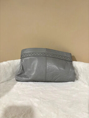 Contessa Grey Leather Clutch